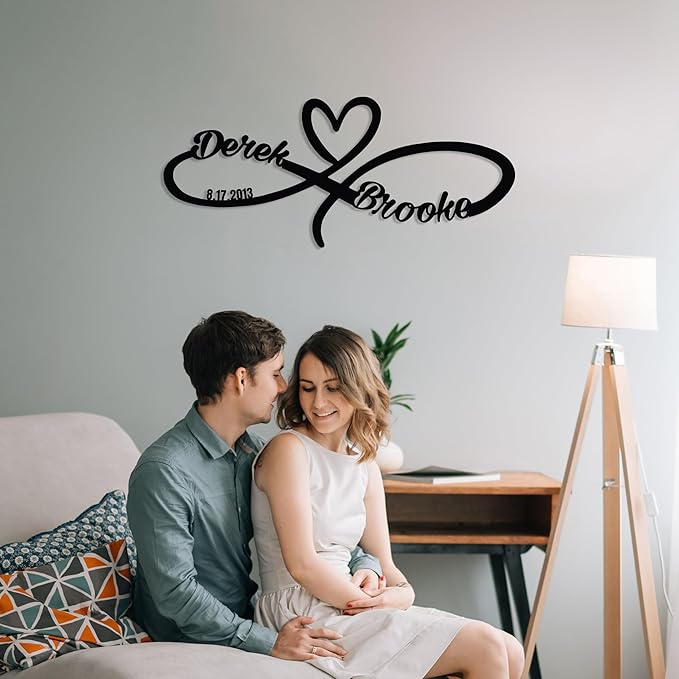 Personalized Valentines Metal Wall Sign, Custom Infinity Heart Love Couple Name Sign, Valentine's Wedding Gifts for Couples, Metal Engagement Sign, Home Decoration, Gift for Anniversary