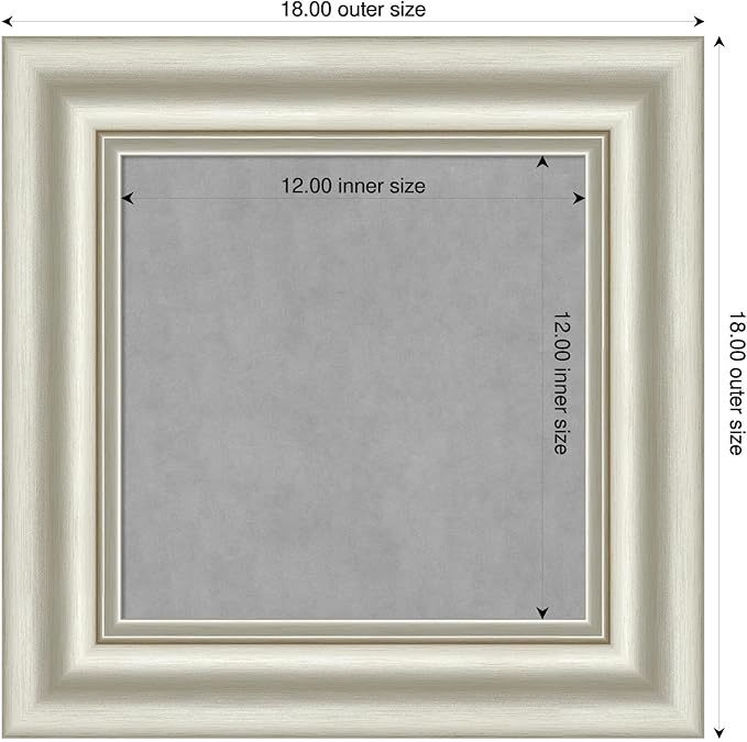 Amanti Art Silver Framed Magnetic Board 18x18 X-Small Vision Board for use with Magnets, 100% Metal Sheet to Display Items as Office Decor or for Home Organization in mudroom, Kitchen or Kids Room