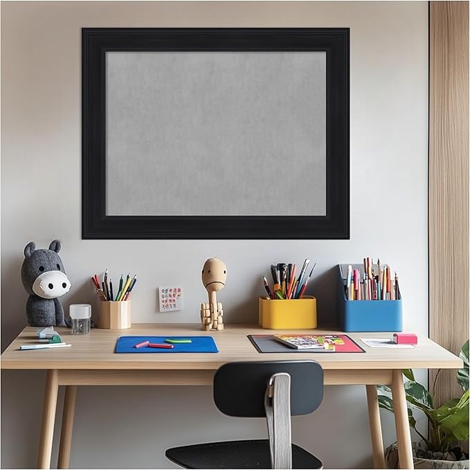 Amanti Art Black Framed Magnetic Board 23x29 Medium Vision Board for use with Magnets, 100% Metal Sheet to Display Items as Office Decor or for Home Organization in mudroom, Kitchen or Kids Room