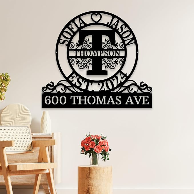 Custom Metal Signs | Personalized Monogram Name Sign | Outdoor Wall Art for Family Name | Custom Name Metal Sign, Last Name, Anniversary, Wedding Gifts for Husband, Wife, Parents, Couple