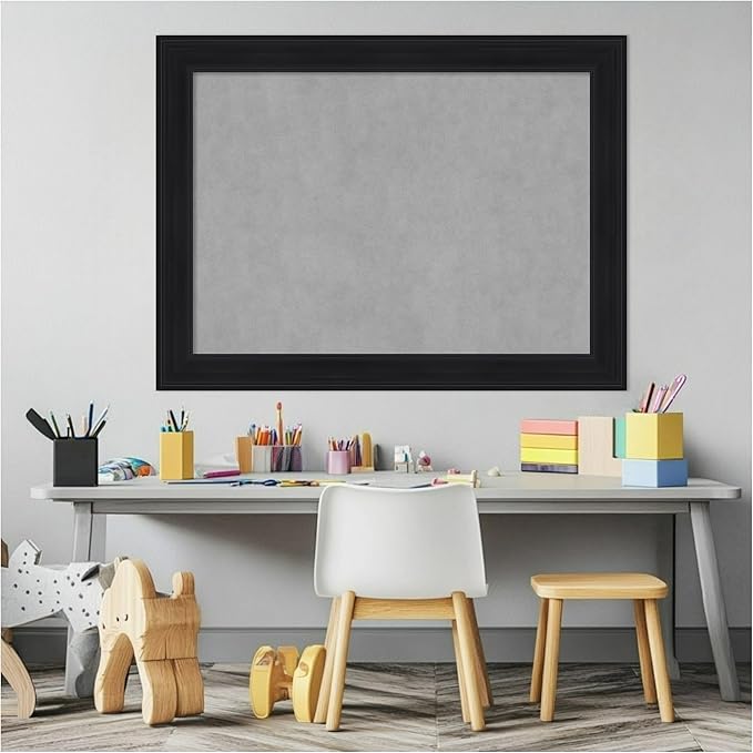 Amanti Art Black Framed Magnetic Board 25x33 Medium Vision Board for use with Magnets, 100% Metal Sheet to Display Items as Office Decor or for Home Organization in mudroom, Kitchen or Kids Room