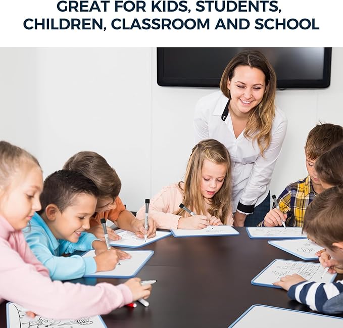 LOUKIN Small Dry Erase Lapboard, 9 x 12 Inch Double Sided (Ruled/Plain), Seamless Frame Design, Mini Magnetic Whiteboard Set, Great for Kids, Classroom and School (1 Eraser&2 Markers Included)