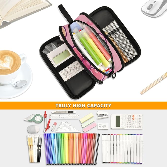 BOENLE Custom Cute Bear Pencil Case Box Boys Girls Personalized Name Large Pencil Pouch Stationery Pen Bag Organizer for Kids Adults School Office