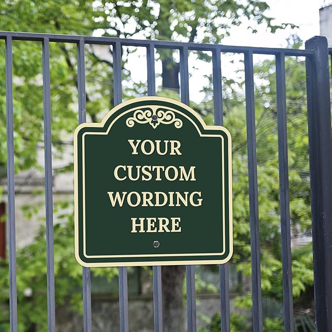 Custom Decorative Sign, Personalized Metal Sign for Business, Driveway, Home, Airbnb, Office Door Plaque,Green Background,12x12 Inches, ACM, Fade Resistant, Made in USA