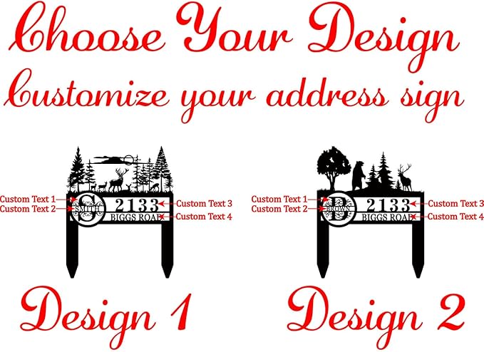 Personalized Metal Adress Sign With Stakes，Custom Yard Signs for Houses with Stakes,Address Signs for Yard, Home Address Signs for House,House Numbers for Outside，Garden Gift(16''-40'') Height