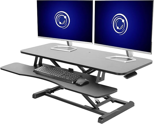 VIVO 42 inch Desk Converter, K Series, Height Adjustable Sit to Stand Riser, Dual Monitor and Laptop Workstation with Wide Keyboard Tray, Black, DESK-V042KB