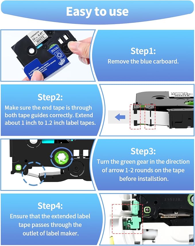 Pillex TZe-231 TZe TZ Tape 12mm 0.47 Laminated White AZe Label Tape Replace for Brother Label Maker Tape TZe231 Work with Brother P Touch Label Maker PT-D210 PT-H110 PT-D220 PT-D400 D600 D610BT 6-Pack