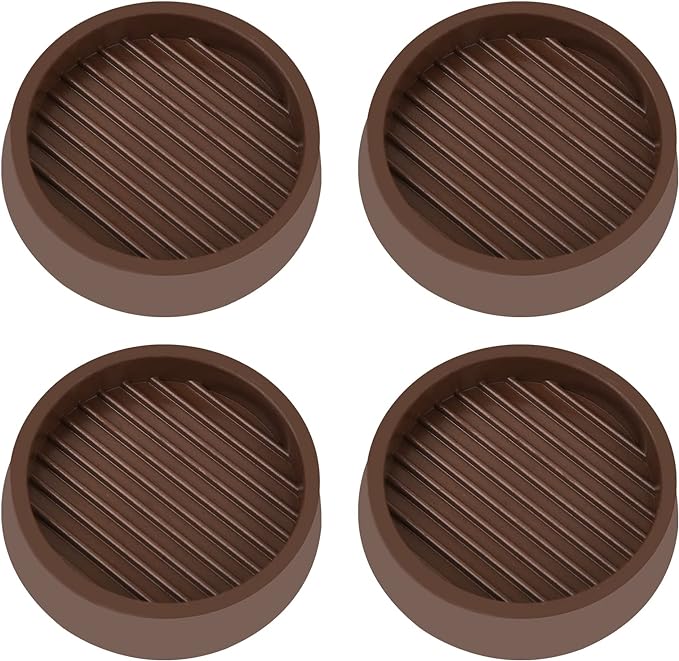 VOCOMO 2X2 Round Rubber Caster Cups, Non Slip Furniture Pads, Anti-Slip Gripper, Anti Skid Furniture Feet, Anti Slide Floor Protector for Bed Couch Table Chair Stoppers (Brown, 4 Pack)