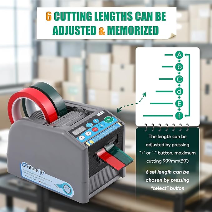 Frifreego Automatic Tape Dispenser Electric Tape Cutter, 39" MAX Cutting Length, with Manual & Auto Modes, Cutting Various Tapes with 0.24-2.36" Width, for Office Warehouse Use, Package Packing
