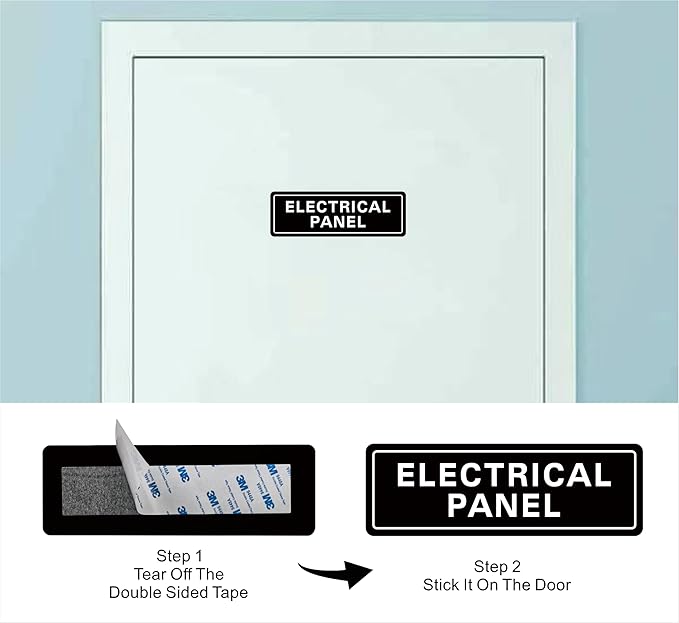 Electrical Panel Sign – Standard Electrical Cabinet Sign, Premium Durable Acrylic Material, Super Strong Self-Adhesive, Quick Installation, Suitable For Your Home And Business (9×3 Inches, Black)