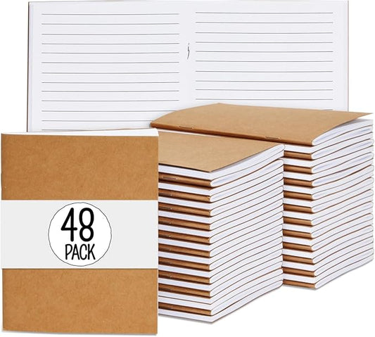 Small Lined Notebooks Bulk – Kraft Paper Cover, 48 Pack 4.25 x 5.5 in Mini Composition Journals for Kids, Students, Travel, DIY Crafts, Note-Taking, Scrapbooking, Pocket-Size Writing Journals