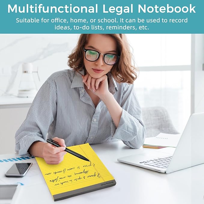 12pcs Legal Pads, Perforated Wide Ruled Writing Pad, Wide Ruled Legal Notepads, Lined Pads of Paper, Yellow paper Pads for office, school and daily notes(600 Sheets) (12, 8.5 x 11, Legal (8.5 x 11 inches))