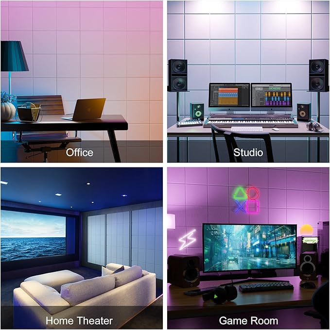 Sonicism 22 Pack Acoustic Wall Panels with Self-Adhesive, 12" X 12" X 0.4" Sound Proof Foam Panels, Decorative Soundproof Wall Panels, Sound Proof Absorbing Tiles for Home & Offices, White