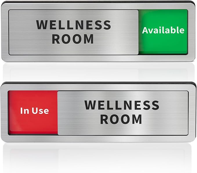 Wellness Room Office Door Signs, Do Not Disturb- In Use/Available Slider Sign for Home Office Wellness Conference Vacant Occupied Privacy Sliding Door Sign，Brushed Silver