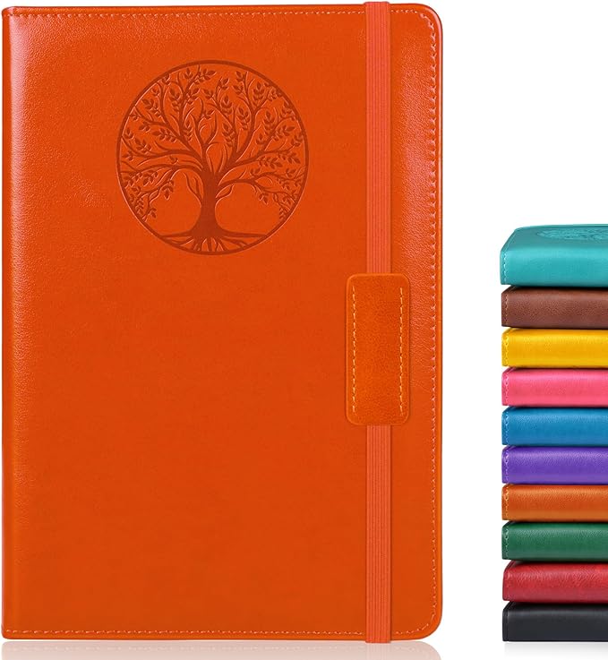Biuwory Lined Journal Notebook for Women Men,256 Pages A5 Hardcover Leather Journals for Writing,Travel,Business,Work & School,College Ruled Notebooks for Note Taking,Diary Notepad 5.7"×8.3" orange