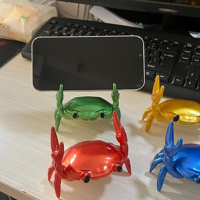 LOGUTIA Multi Function Stand - Phone Stand Pen Holder Pencil Holder - Creative Ornament Crab Phone Stand Crab Pen Holder Support Resin Crab Decor (green)