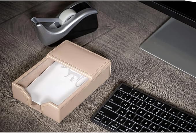 DACASSO Bonded Leather Desk Set - Luxury Leather Desk Pad & Desk Organization Essentials (White Latte, 5 Piece)