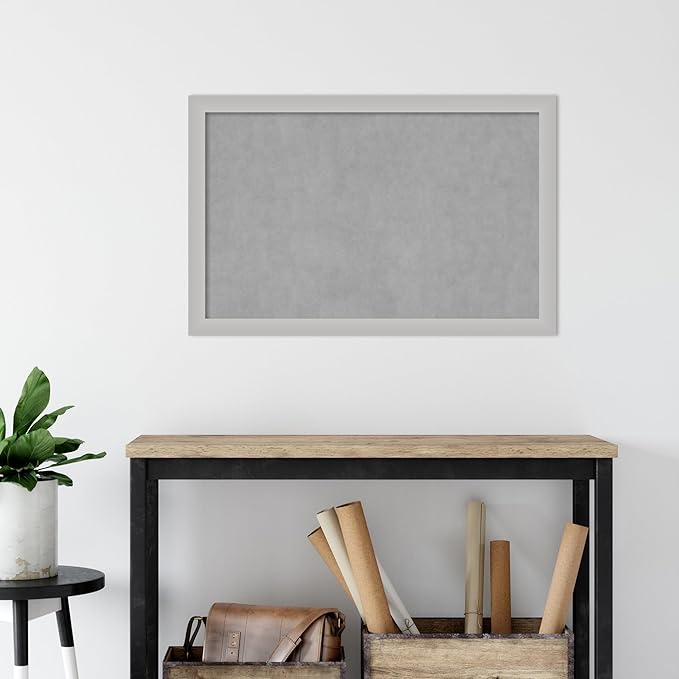 Amanti Art Silver Framed Magnetic Board 23x35 Large Vision Board for use with Magnets, 100% Metal Sheet to Display Items as Office Decor or for Home Organization in mudroom, Kitchen or Kids Room
