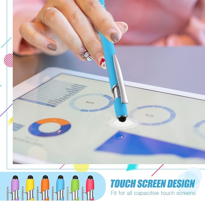 Zonon 12 Pcs Inspirational Pens Bulk Funny Ballpoint Pen with Stylus Tip Motivational Gifts for Valentine's Day Teacher Coworkers Nurse School Office Supplies(Pastel Colors,Classic Style)