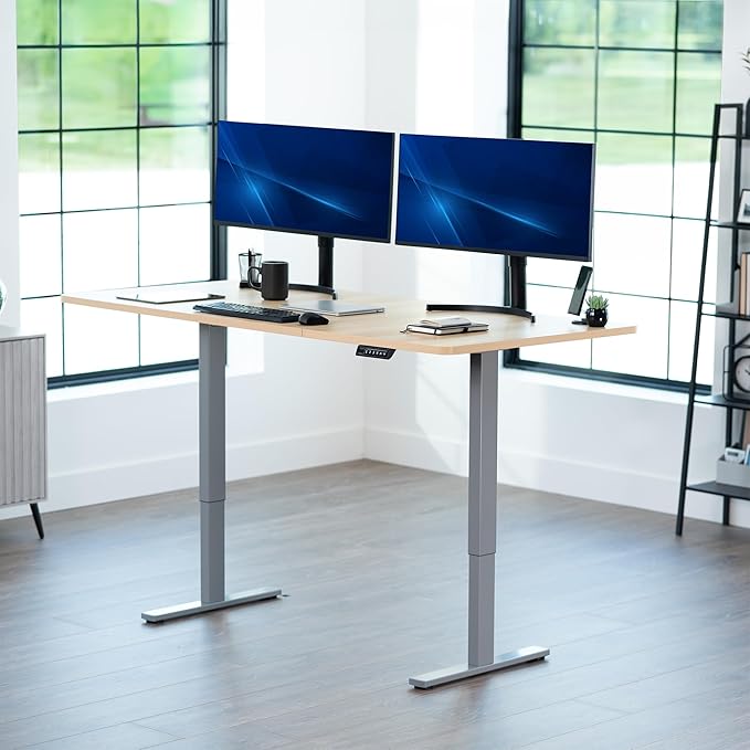 VIVO Electric 71 x 36 in Standing Desk, Memory Height Adjustment, 1B Series, Holds 220 lbs, Light Wood Top Gray Frame, DESK-KIT-1G7C-36