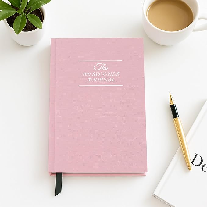 Gratitude Journal – 5 Minute Daily Reflection with Prompts for Mindfulness, Self Care & Positive Thinking, 300 Seconds Guided Journal Pink Edition for Women & Men