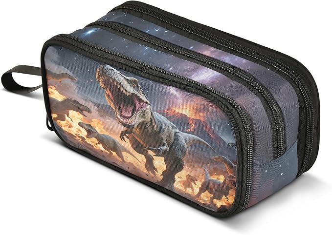 BOENLE Dinosaurs Roar Pencil Case Box Boys Girls Large Pencil Pouch with Zipper Compartments Big Capacity Stationery Pen Bag Organizer for Kids Teens Adults School