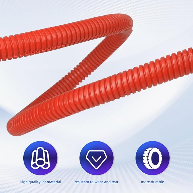 Split Wire Loom Tubing, 10,25ft Cord Protectors from Pets No Chew, Flexible Wire Covers Cord Protectors, Protective Split Cable Sleeve for Automotive Home Industrial Wires(Red, 1.12inch-10ft)