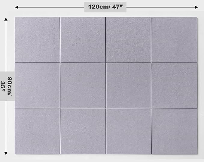 DECORITA Felt Wall Tiles | Large Cork Board Alternative | Aesthetic Felt Bulletin Board for Office, Home & Classroom | Large Cork Boards for Walls Pinboard (12-Pack) | Purple