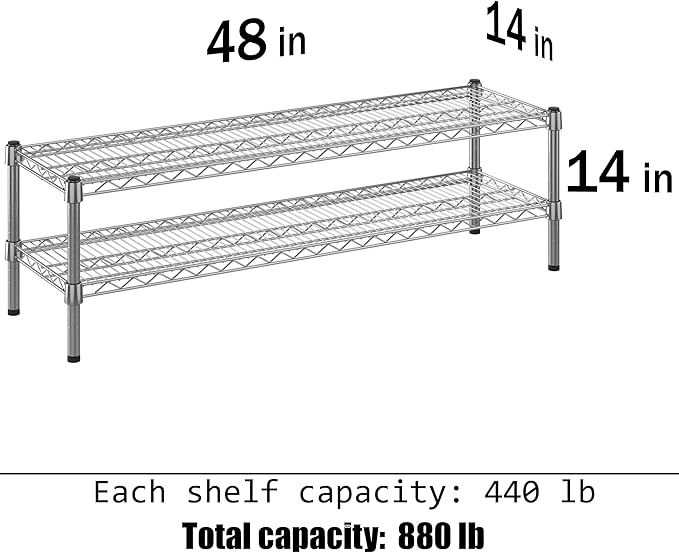 Regal Altair 14" Deep x 48" Wide x 14" Height Wire Shelving Kit | 2-Tier | NSF Commercial Storage Rack Unit