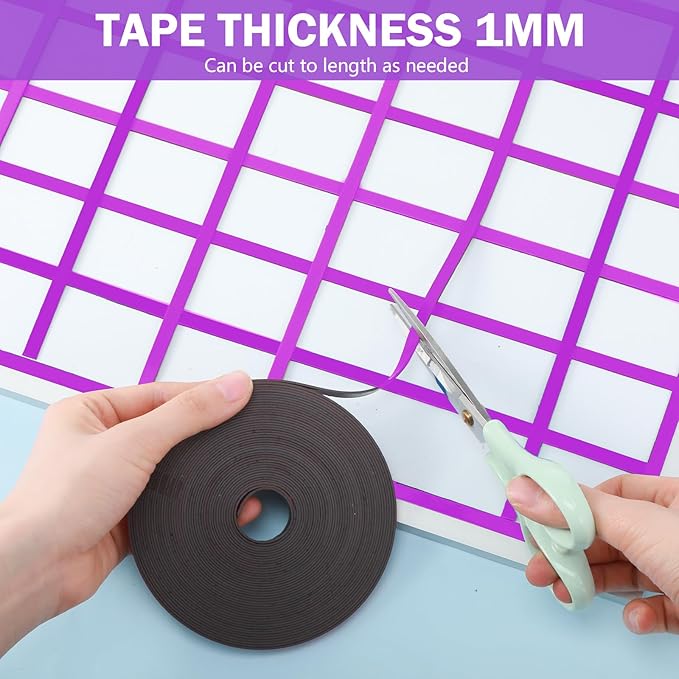 AmazingSpark Magnetic Tape Roll Thin Strips, 0.39 Inch x 66 Feet Magnetic Board Dividers Whiteboard Graphic Decorative Tape Marking Line for Classroom Office Art Accessories(Purple)