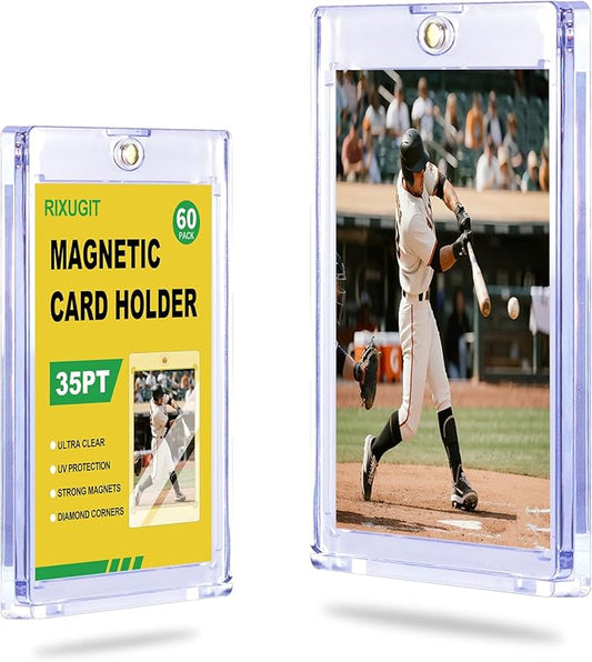 60-Pack Magnetic Card Holders - 35pt One Touch Card Holder, UV Protection Clear Acrylic Trading Card Case, Card Protector for Baseball, Game, Sports Cards, Fit for Standard Cards Storage and Display