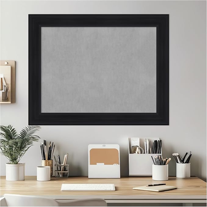 Amanti Art Black Framed Magnetic Board 23x29 Medium Vision Board for use with Magnets, 100% Metal Sheet to Display Items as Office Decor or for Home Organization in mudroom, Kitchen or Kids Room
