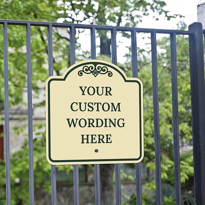 Custom Decorative Sign, Personalized Metal Sign for Business, Driveway, Home, Airbnb, Office Door Plaque, Ivory Sign, 12x12 Inches, ACM, Fade Resistant, Made in USA by Sigo Signs