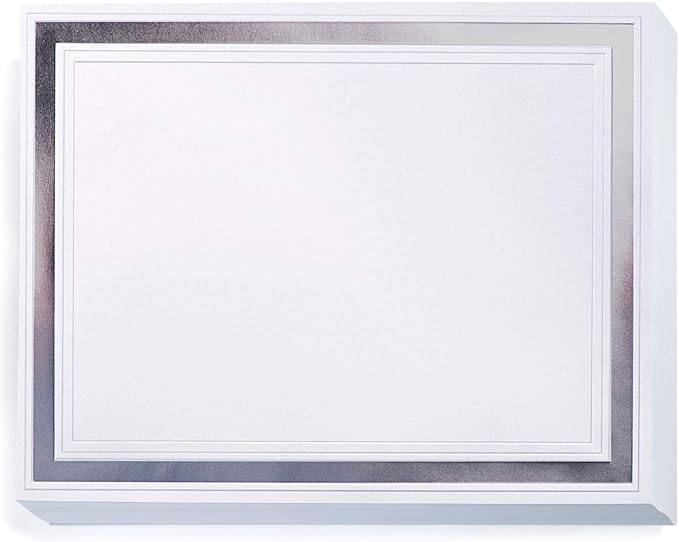 PaperDirect Pristine Specialty Certificates, 50 Sheets of 38lb White Paper, 8½" x 11", Silver Bold Foil Border, Perfect for Awards, Students, Employees, Volunteers, Course Completion, Diplomas