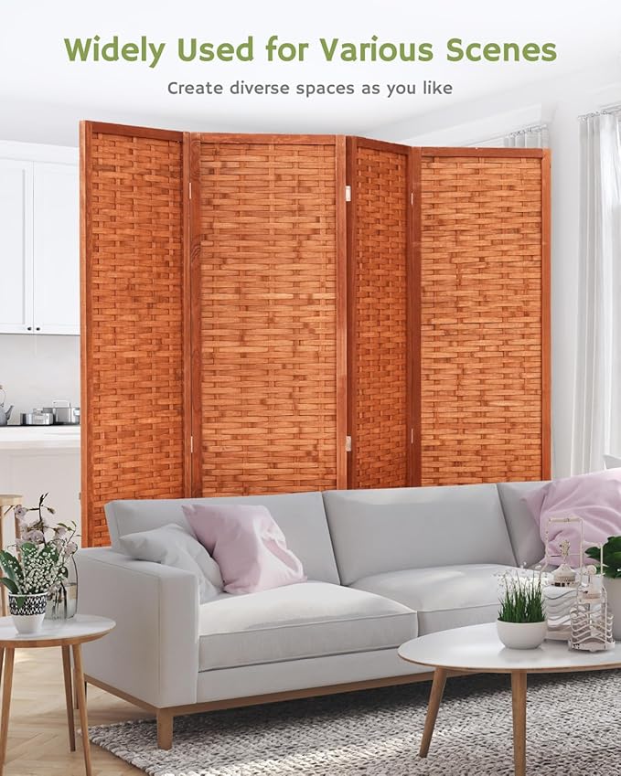 JOSTYLE 6ft Folding Privacy Screens 4-Panel Freestanding Room Dividers