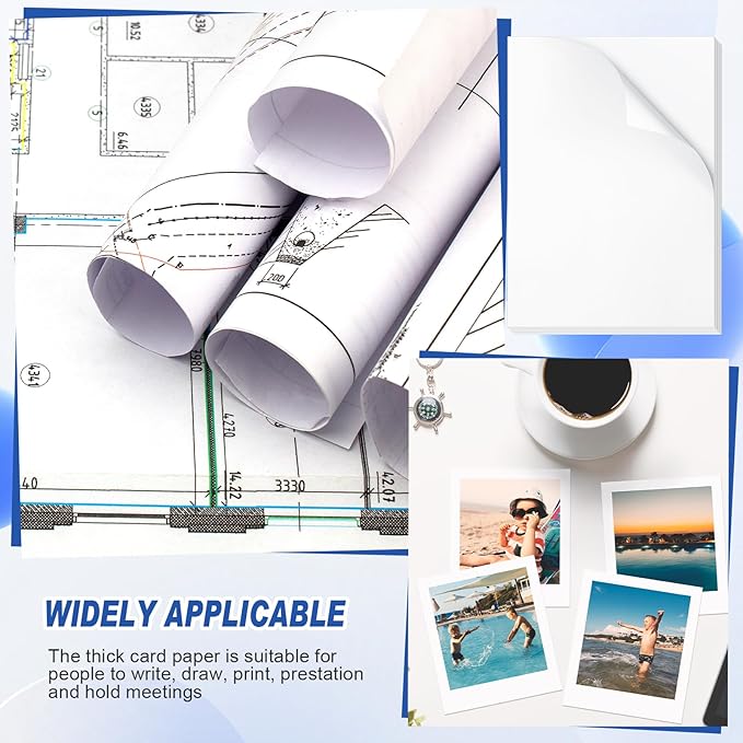 Gersoniel 100 Pcs Printer Paper 11 x 17 Inch Copy Paper 52 lb Glossy Paper Heavy Weight Cardstock Tabloid Paper Heavy Card Stock for Presentation Laser Back to School Office Supplies(White)