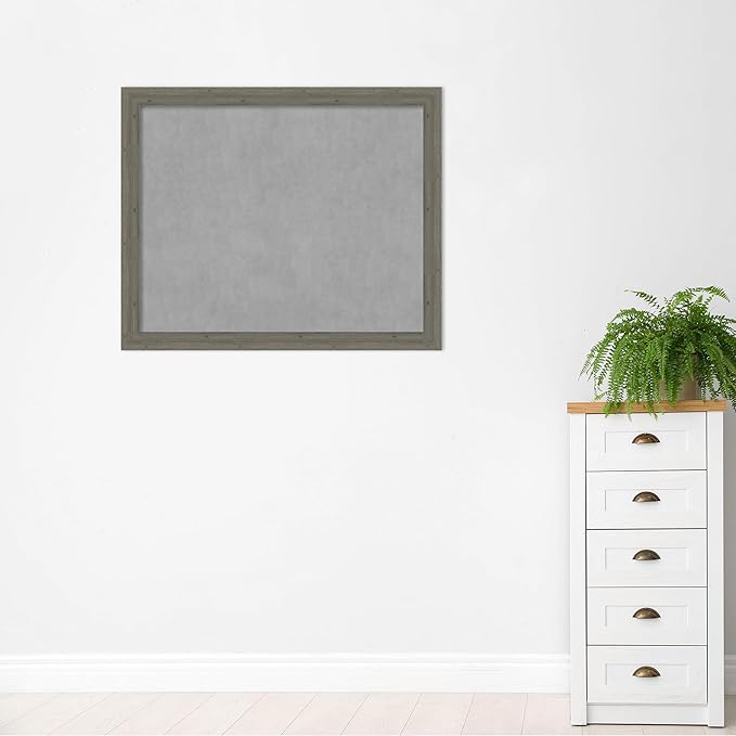 Amanti Art Grey Framed Magnetic Board 37x45 X-Large Vision Board for use with Magnets, 100% Metal Sheet to Display Items as Office Decor or for Home Organization in mudroom, Kitchen or Kids Room