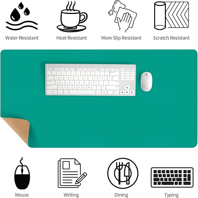 Bloss Green Desk Mat, Leather Desk Pad, Desk Matt for Desktop, Waterproof Desk Pad Mat, Computer Mat for Office Work/Home/Decor/Desk Protector/Cover(31.5 x 15.7 Inches)