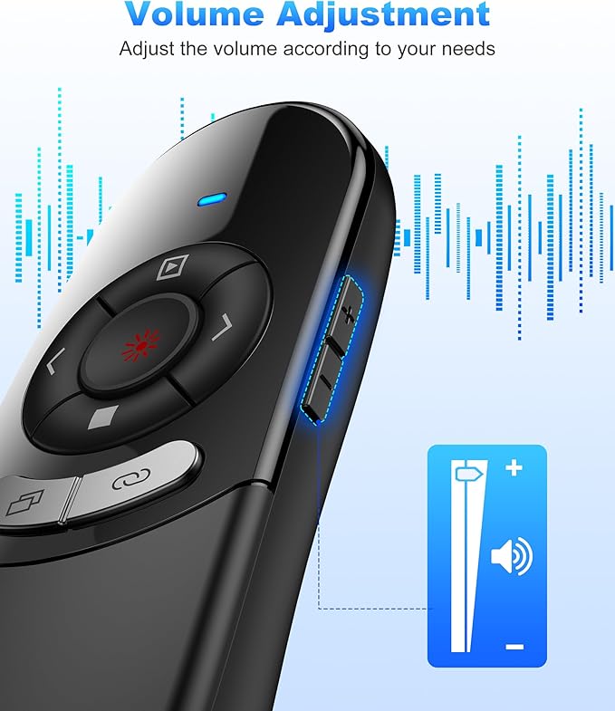 Presentation Clicker Compatible with Bluetooth 5.1 & RF 2.4GHz Dual Modes Long Range Wireless Presenter Clicker Remote Powerpoint Clicker Slide Clicker for Office Classroom Teacher Powered by AAA