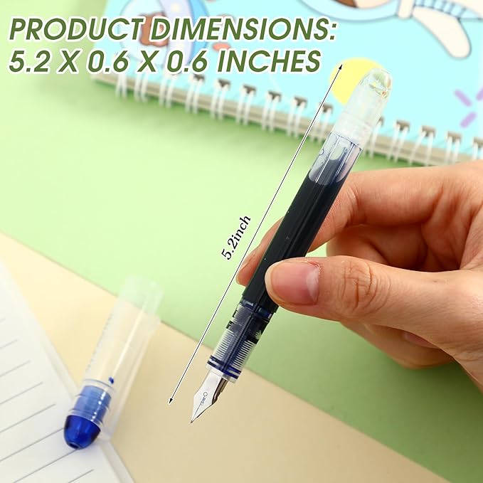 Crtiin 36 Pcs Disposable Fountain Pens, Back to School Quick Drying Ink Pen, Calligraphy Smooth Writing Pens for Journaling Office Supplies Sketching Doodling Beginner Artist Gifts(Black, Blue)