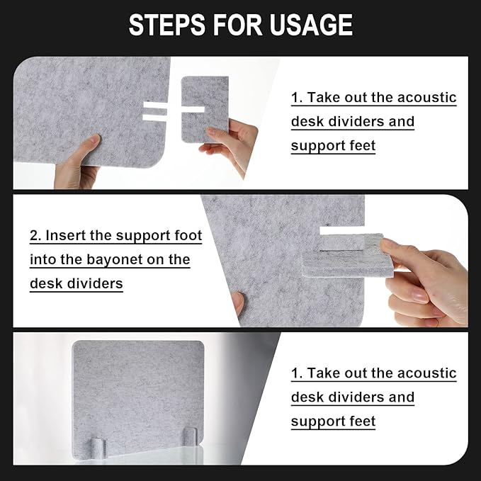 Fabbay 10 Pcs Acoustic Freestanding Desk Divider Desk Partition 16 x 24 Inch Table Freestanding Up Privacy Panel Visual Distraction and Noise Reducing for Office Furniture Classroom (Sliver Gray)