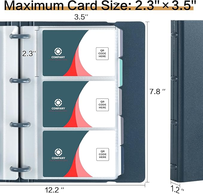 deli Business Card Book Holder, Business Card Organizer, Name Card Book Holder, Portable Office Business Card Holder, Hold 180 Cards, Blue