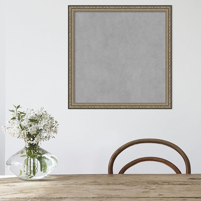 Amanti Art Silver Framed Magnetic Board 22x22 Medium Vision Board for use with Magnets, 100% Metal Sheet to Display Items as Office Decor or for Home Organization in mudroom, Kitchen or Kids Room