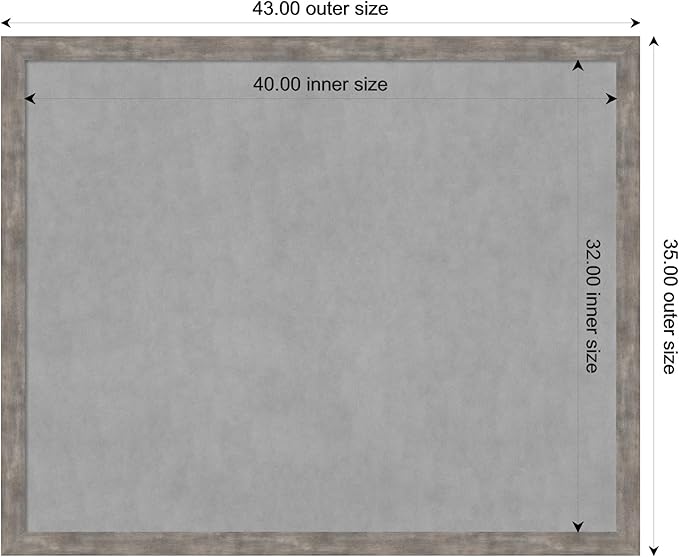 Amanti Art Silver Framed Magnetic Board 35x43 X-Large Vision Board for use with Magnets, 100% Metal Sheet to Display Items as Office Decor or for Home Organization in mudroom, Kitchen or Kids Room