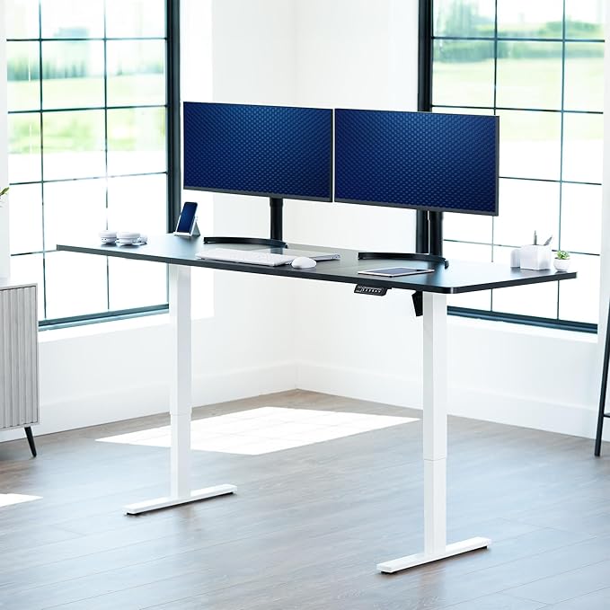 VIVO Large Electric 83 x 30 in Standing Desk, Memory Height Adjustment, 1B Series, Holds 220 lbs, Black Top White Frame, DESK-KIT-1W8B