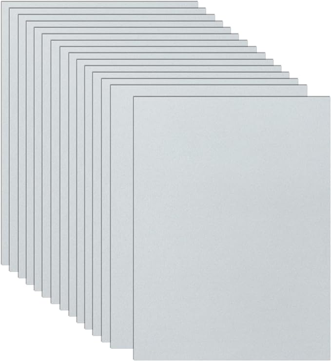 Guakicae 32 Sheets Grey Cardstock 8.5 x 11 Printer Paper, 80lb Thick Silver Card Stock for Cards Making, Invitations, Certificates, Anniversary Cards, Office Printing