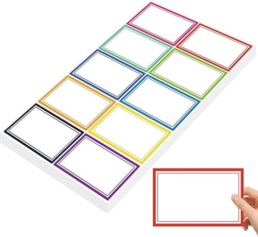 550 Pcs Name Tags Stickers, 3.5x2.25 inch Blank Name Labels Stickers, 10 Colors Double-line Nametags Name Tag Sticker for Kids, Classroom, School, Office, Conferences, Locker, School Supplies