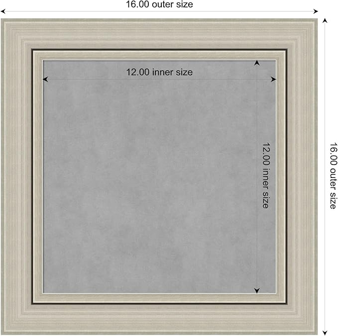 Amanti Art Silver Framed Magnetic Board 16x16 X-Small Vision Board for use with Magnets, 100% Metal Sheet to Display Items as Office Decor or for Home Organization in mudroom, Kitchen or Kids Room