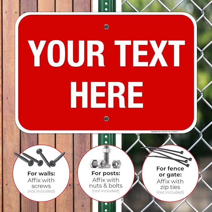Personalized Custom Red Background Customize for Office, Business, Workplace, Home, Airbnb, Delivery Sign, 12x18 Inches, Rust Free .063 Aluminum, Fade Resistant, Made in USA by Sigo Signs