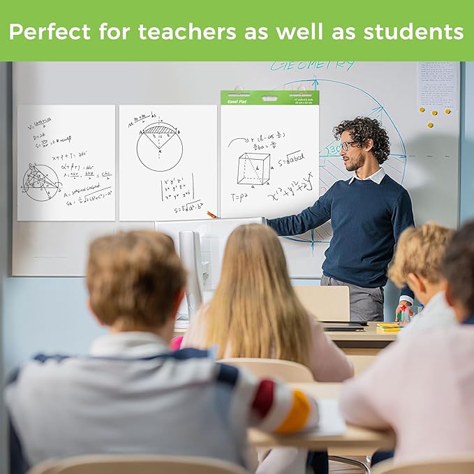 Sticky Easel Pad, Anchor Chart Paper, Our Sticky Easel Pads measure 13 x 17 inches, Featuring Self-stick Chart Paper Designed with Exceptional Adhesion Perfect for Teachers, Professionals, and Educators Alike, 30 Sheet/Pad, 3 Pads (1, White)
